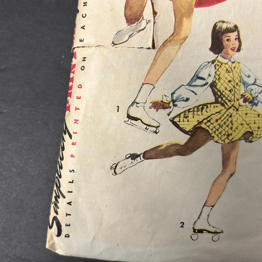 Vintage 50's Simplicity 4035 Sewing Pattern Girls 12 Dance Skirt Blouse Vest